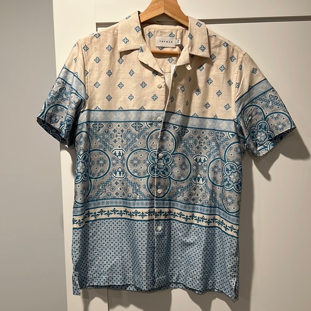 Topman Cuban collar shirt sleeve shirt
